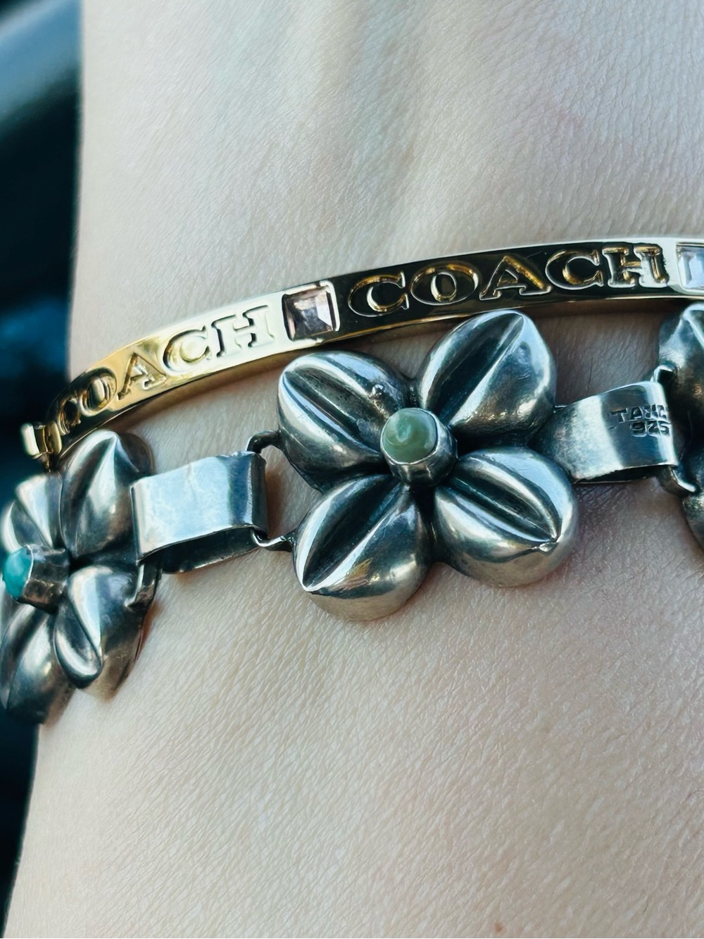 Genuine Coach Gold-Tone Logo Bangle Bracelet - Picture 5 of 14